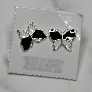 Silver(925) Black and White Colorant Earrings